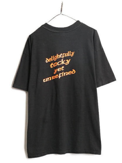 90s HOOTERS 両面 プリント 半袖 Tシャツ メンズ XXL / オールド 企業物 当時物 キャラクター フーターズ 黒 大きいサイズ ヘビーウェイト