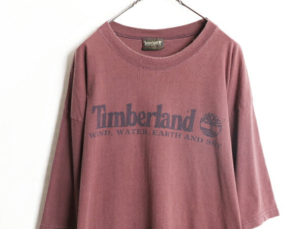 90s ティンバーランド ロゴ プリント 半袖 Tシャツ メンズ XXL 90年代 オールド Timberland アウトドア ヘビーウェイト 大きいサイズ 濃茶