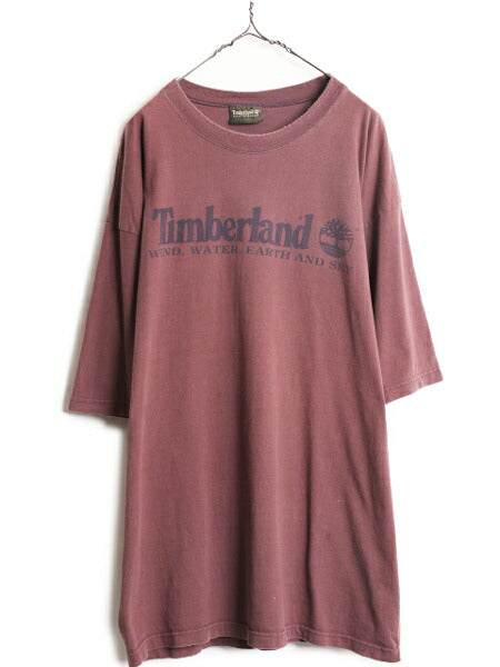 90s ティンバーランド ロゴ プリント 半袖 Tシャツ メンズ XXL 90年代 オールド Timberland アウトドア ヘビーウェイト 大きいサイズ 濃茶