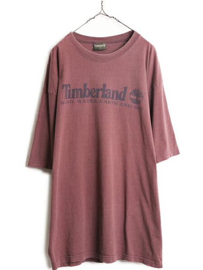 90s ティンバーランド ロゴ プリント 半袖 Tシャツ メンズ XXL 90年代 オールド Timberland アウトドア ヘビーウェイト 大きいサイズ 濃茶