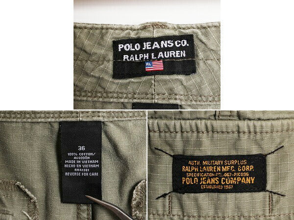 ラルフローレン カーゴ ショートパンツ メンズ 36 / 古着 ポロ POLO JEANS Co アーミー ショーツ 短パン ハーフパンツ M-65 リップストップ