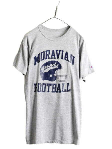 90s ■ チャンピオン 3段 カレッジ プリント 半袖 Tシャツ メンズ M 程/ 古着 90年代 Champion 88 12 シングルステッチ 杢 灰 霜降りグレー