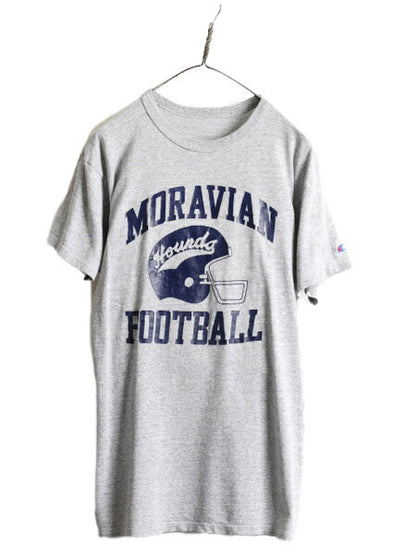 90s ■ チャンピオン 3段 カレッジ プリント 半袖 Tシャツ メンズ M 程/ 古着 90年代 Champion 88 12 シングルステッチ 杢 灰 霜降りグレー