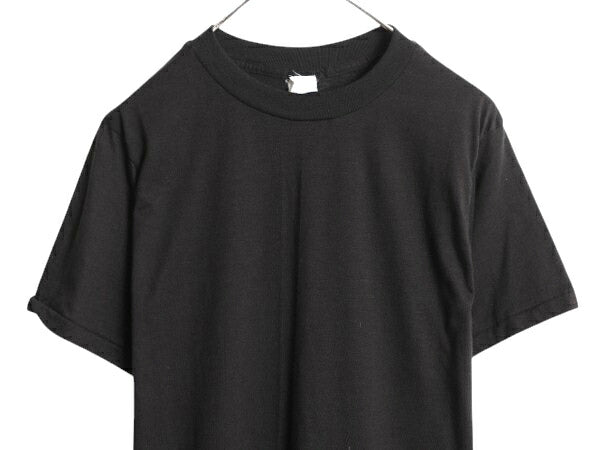 デッドストック 80s USA製 アンビル 無地 半袖 Tシャツ メンズ L 小さめ M 程 古着 ヴィンテージ カットソー シングルステッチ ブランク 黒
