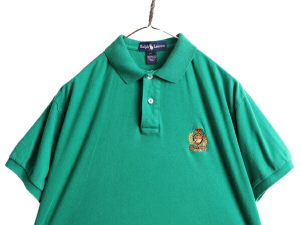 クッキー クレスト 90s ■ ポロ ラルフローレン 半袖 ポロシャツ メンズ M / 90年代 オールド POLO スムース 素材 ストレッチ ワンポイント
