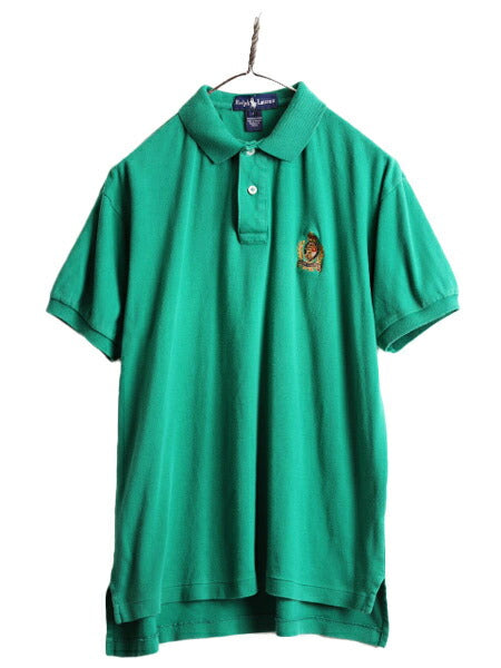 クッキー クレスト 90s ■ ポロ ラルフローレン 半袖 ポロシャツ メンズ M / 90年代 オールド POLO スムース 素材 ストレッチ ワンポイント