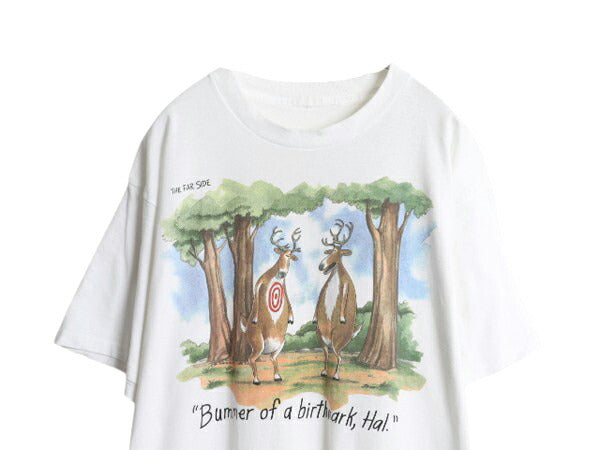 90s アニマル ジョーク イラスト プリント Tシャツ メンズ XL / 古着 オールド キャラクター アート ヘビーウェイト ホワイト 大きいサイズ