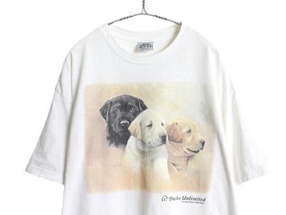 90s 00s ドッグ アート イラスト プリント Tシャツ メンズ レディース XL オールド アニマル 犬 グラフィック キャラクター 大きいサイズ