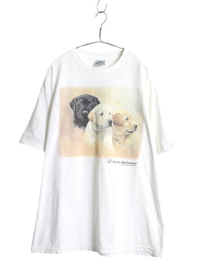 90s 00s ドッグ アート イラスト プリント Tシャツ メンズ レディース XL オールド アニマル 犬 グラフィック キャラクター 大きいサイズ