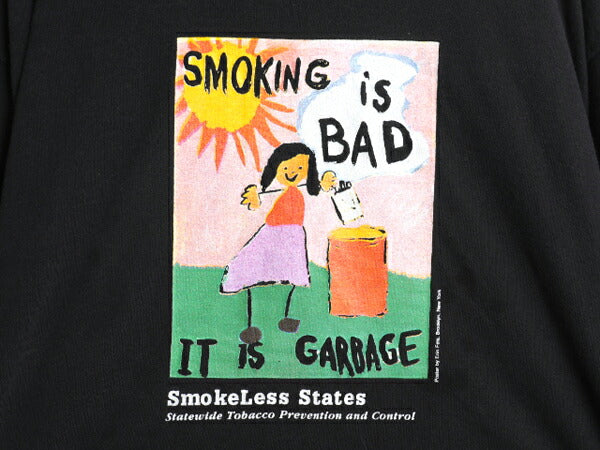 90s 禁煙 メッセージ アート イラスト プリント Tシャツ メンズ XL 程 / オールド グラフィック シングルステッチ 大きいサイズ 企業物 黒