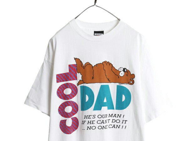 90s USA製 ベア メッセージ イラスト プリント Tシャツ XL / オールド キャラクター アニマル グラフィック シングルステッチ 大きいサイズ