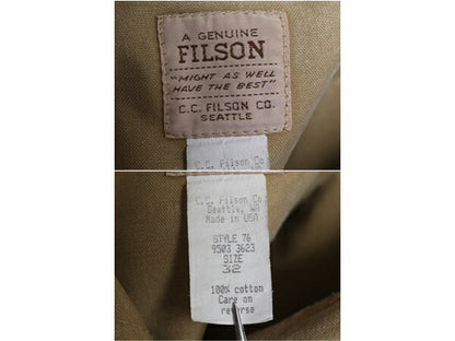 90s USA製 ★ フィルソン ダブル ティン ショーツ メンズ 32 オールド オイルド コットン ダック ショート パンツ 短パン ヘビーオンス 茶