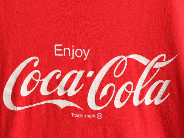 80s USA製 ■ コカコーラ プリント 半袖 Tシャツ ( M メンズ レディース 小さめ S 程) 古着 80年代 ビンテージ Coca Cola 企業物 当時物 赤