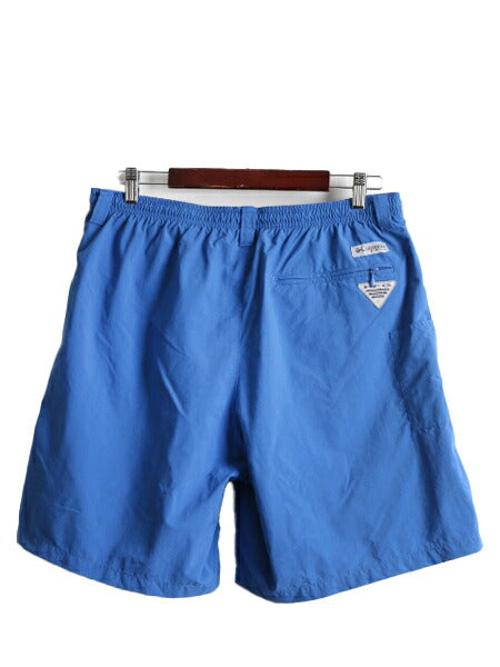 ■ コロンビア フィッシング ナイロン ショートパンツ メンズ L / 古着 Columbia スイム サーフ ショーツ 短パン 海パン PFG アウトドア 青