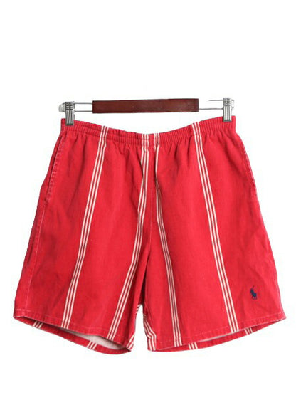 90s ポロ ラルフローレン ストライプ コットン ショートパンツ メンズ M オールド スイム ショーツ 水陸両用 短パン 海パン ワンポイント
