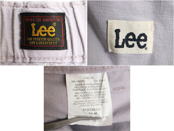 リー コットン ストレッチ ショートパンツ レディース M 古着 Lee ショーツ 短パン ノータック ミリタリー ベイカー タイプ  ワンポイント