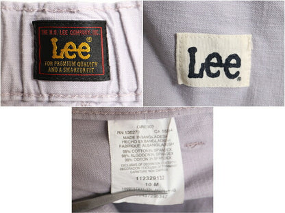 リー コットン ストレッチ ショートパンツ レディース M 古着 Lee ショーツ 短パン ノータック ミリタリー ベイカー タイプ  ワンポイント