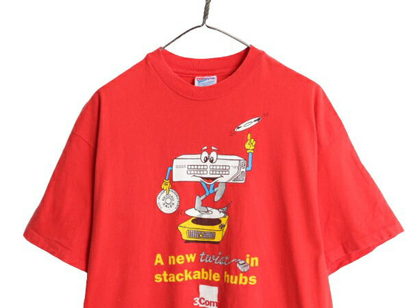 90s USA製 企業 キャラクター イラスト プリント Tシャツ メンズ XL / オールド ヘビーウェイト シングルステッチ パソコン コンピューター