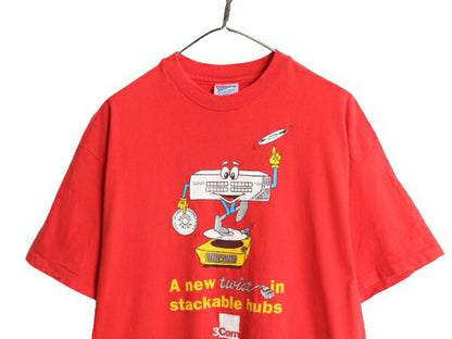 90s USA製 企業 キャラクター イラスト プリント Tシャツ メンズ XL / オールド ヘビーウェイト シングルステッチ パソコン コンピューター