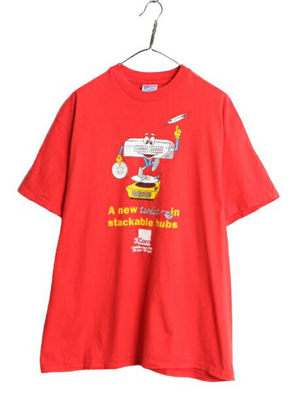 90s USA製 企業 キャラクター イラスト プリント Tシャツ メンズ XL / オールド ヘビーウェイト シングルステッチ パソコン コンピューター