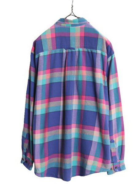 90s ドッカーズ リーバイス チェック 長袖 ボタンダウン シャツ メンズ L 古着 オールド LEVIS DOCKERS 長袖シャツ コットン ポケット付き