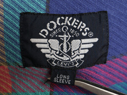 90s ドッカーズ リーバイス チェック 長袖 ボタンダウン シャツ メンズ L 古着 オールド LEVIS DOCKERS 長袖シャツ コットン ポケット付き