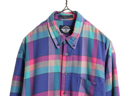 90s ドッカーズ リーバイス チェック 長袖 ボタンダウン シャツ メンズ L 古着 オールド LEVIS DOCKERS 長袖シャツ コットン ポケット付き