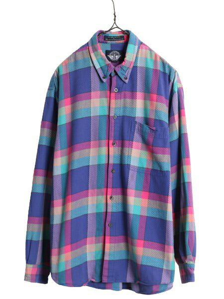 90s ドッカーズ リーバイス チェック 長袖 ボタンダウン シャツ メンズ L 古着 オールド LEVIS DOCKERS 長袖シャツ コットン ポケット付き