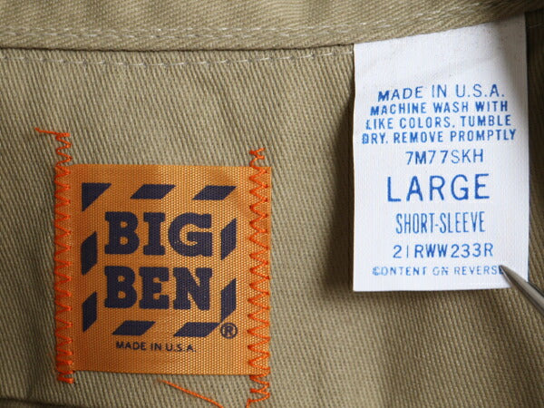 デッドストック 80s USA製 ビッグベン 半袖 ワーク シャツ メンズ L 未使用 80年代 ヴィンテージ BIG BEN ラングラー 企業物 ポケット付き