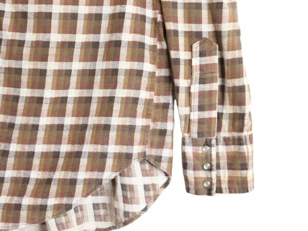 70s シアーズ チェック プリント フランネル ウエスタン シャツ メンズ M 古着 ヴィンテージ SEARS 長袖シャツ ネルシャツ スナップボタン