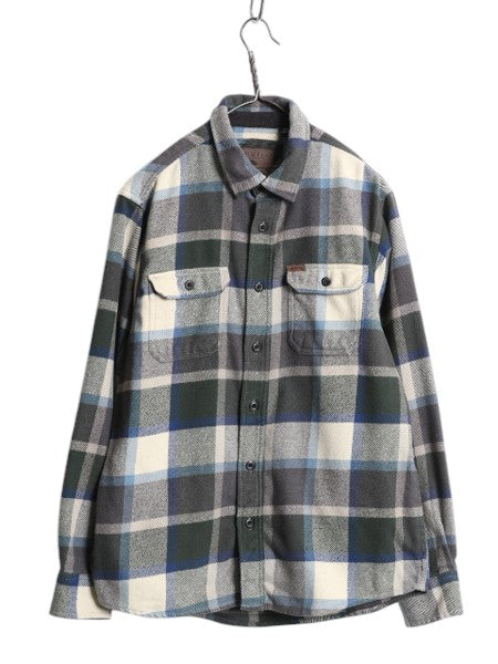 オービス チェック ヘビー フランネル シャツ ジャケット メンズ M 古着 アウトドア 長袖シャツ ネル ネルシャツ コットン ヘビーウェイト