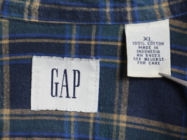 00s OLD GAP チェック ライト フランネル シャツ メンズ XL 古着 オールド ギャップ 長袖シャツ コットン ネル ポケット付き 大きいサイズ