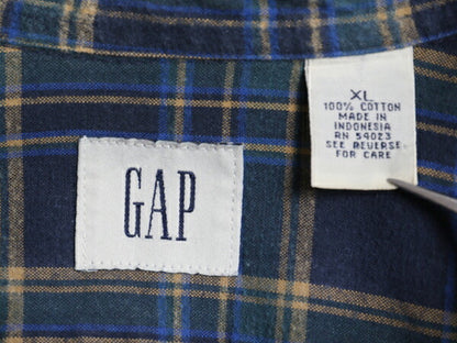 00s OLD GAP チェック ライト フランネル シャツ メンズ XL 古着 オールド ギャップ 長袖シャツ コットン ネル ポケット付き 大きいサイズ