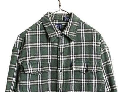 90s OLD GAP チェック ヘビー フランネル シャツ メンズ M / 古着 オールド ギャップ 長袖シャツ コットン ネル ポケット付き マルチカラー
