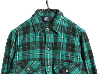 80s USA製 ウールリッチ チェック ヘビー フランネル シャツ メンズ M 古着 ヴィンテージ Woolrich 長袖シャツ コットン ネル ポケット付き
