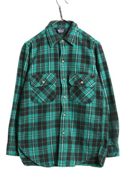 80s USA製 ウールリッチ チェック ヘビー フランネル シャツ メンズ M 古着 ヴィンテージ Woolrich 長袖シャツ コットン ネル ポケット付き