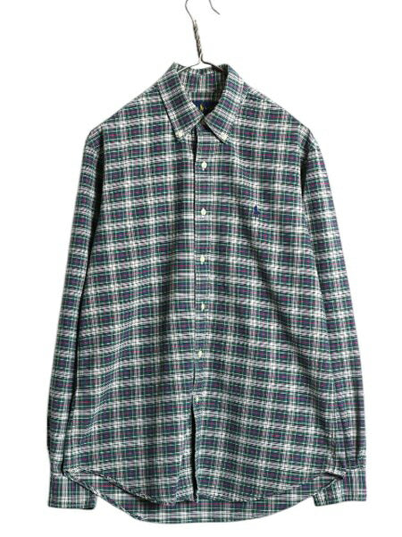 ラルフローレン チェック オックスフォード ボタンダウン シャツ メンズ M / 古着 ポロ コットン 長袖シャツ ワンポイント マルチカラー BD