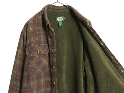 90s カベラス チェック ヘビー フランネル シャツ ジャケット メンズ M / 古着 オールド 3点留め ボタンダウン ネル 長袖シャツ アウトドア