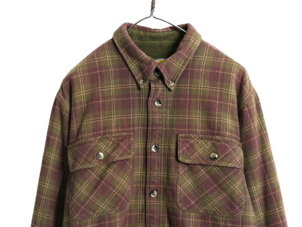 90s カベラス チェック ヘビー フランネル シャツ ジャケット メンズ M / 古着 オールド 3点留め ボタンダウン ネル 長袖シャツ アウトドア