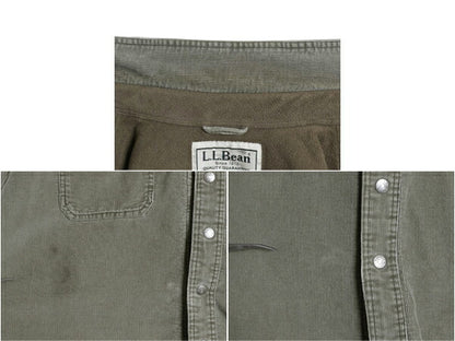 エルエルビーン 細畝 コーデュロイ シャツ ジャケット メンズ L 古着 LLBEAN アウトドア 無地 長袖シャツ フリース ライナー付き オリーブ