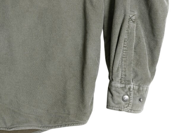 エルエルビーン 細畝 コーデュロイ シャツ ジャケット メンズ L 古着 LLBEAN アウトドア 無地 長袖シャツ フリース ライナー付き オリーブ