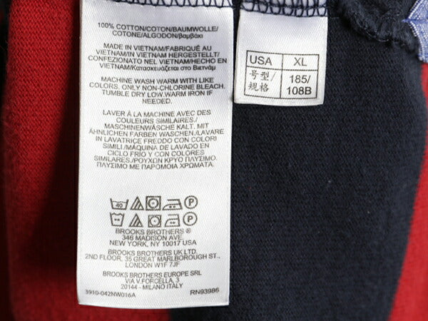 ブルックスブラザーズ ボーダー ラガーシャツ メンズ XL / 古着 ラグビー コットン 長袖シャツ ワンポイント ツートン 赤 紺 大きいサイズ