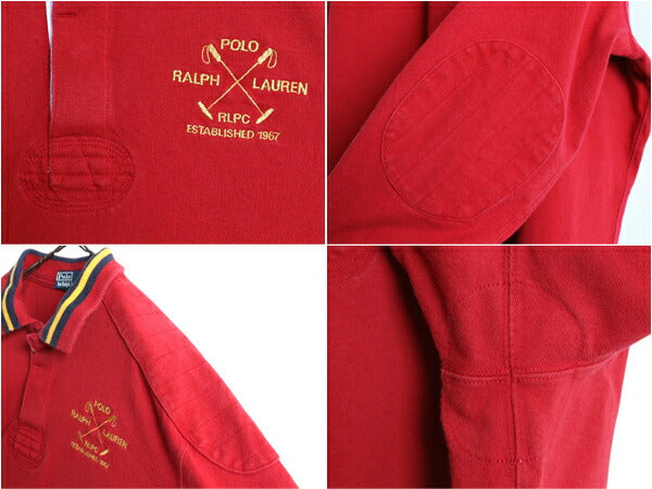 90s ポロ ラルフローレン ラガーシャツ メンズ XL 古着 オールド ラグビー コットン 長袖シャツ ヘビーウェイト ワンポイント 大きいサイズ