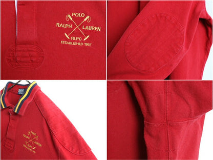 90s ポロ ラルフローレン ラガーシャツ メンズ XL 古着 オールド ラグビー コットン 長袖シャツ ヘビーウェイト ワンポイント 大きいサイズ