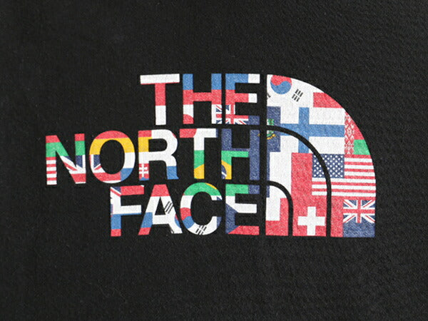 2018 オリンピック 人気 黒 ■ ノースフェイス 国旗 プリント スウェット フード パーカー レディース M / The North Face 裏起毛 スエット