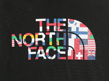 2018 オリンピック 人気 黒 ■ ノースフェイス 国旗 プリント スウェット フード パーカー レディース M / The North Face 裏起毛 スエット