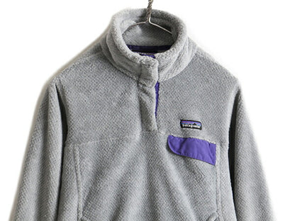 希少サイズ S ■ 15年製 パタゴニア リツール スナップT プルオーバー ジャケット レディース / Patagonia フリース ボア ブルゾン グレー