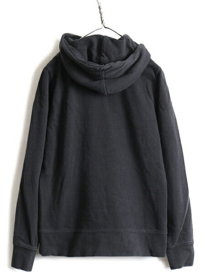 人気 黒 ■ ノースフェイス プリント スウェット フード パーカー ( レディース M ) 古着 The North Face トレーナー プルオーバー 裏起毛