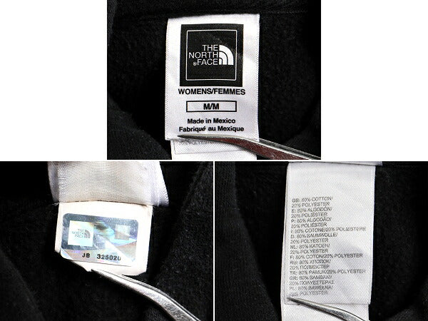人気 黒 ■ ノースフェイス プリント スウェット フード パーカー ( レディース M ) 古着 The North Face トレーナー プルオーバー 裏起毛