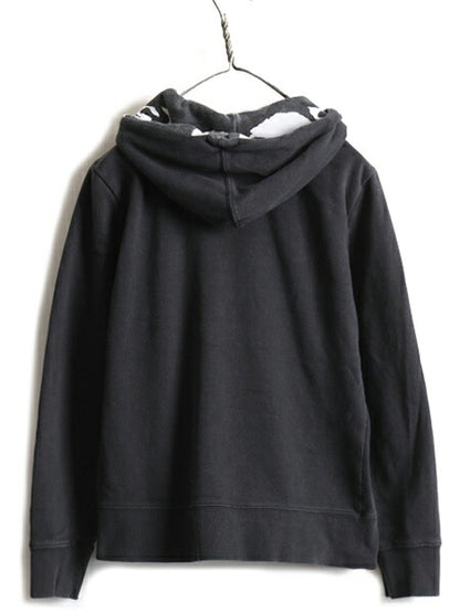 人気 黒 ■ ノースフェイス 迷彩 プリント スウェット フード パーカー レディース M / 古着 The North Face スエット プルオーバー 裏起毛